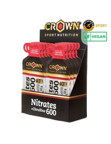 Crown Sport Nutrition Nitrates 600 + Citrulline Shot Gel 10x32G Sabor Frutos Rojos